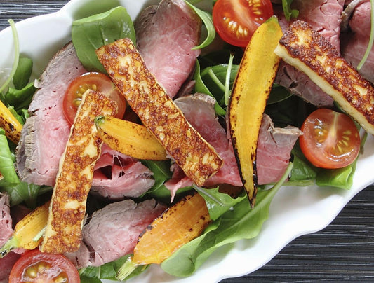 HALOUMI AND ANGUSPURE ROAST BEEF SALAD