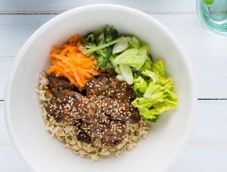 MARINATED JAPANESE BEEF BOWLS WITH TERIYAKI DRESSING